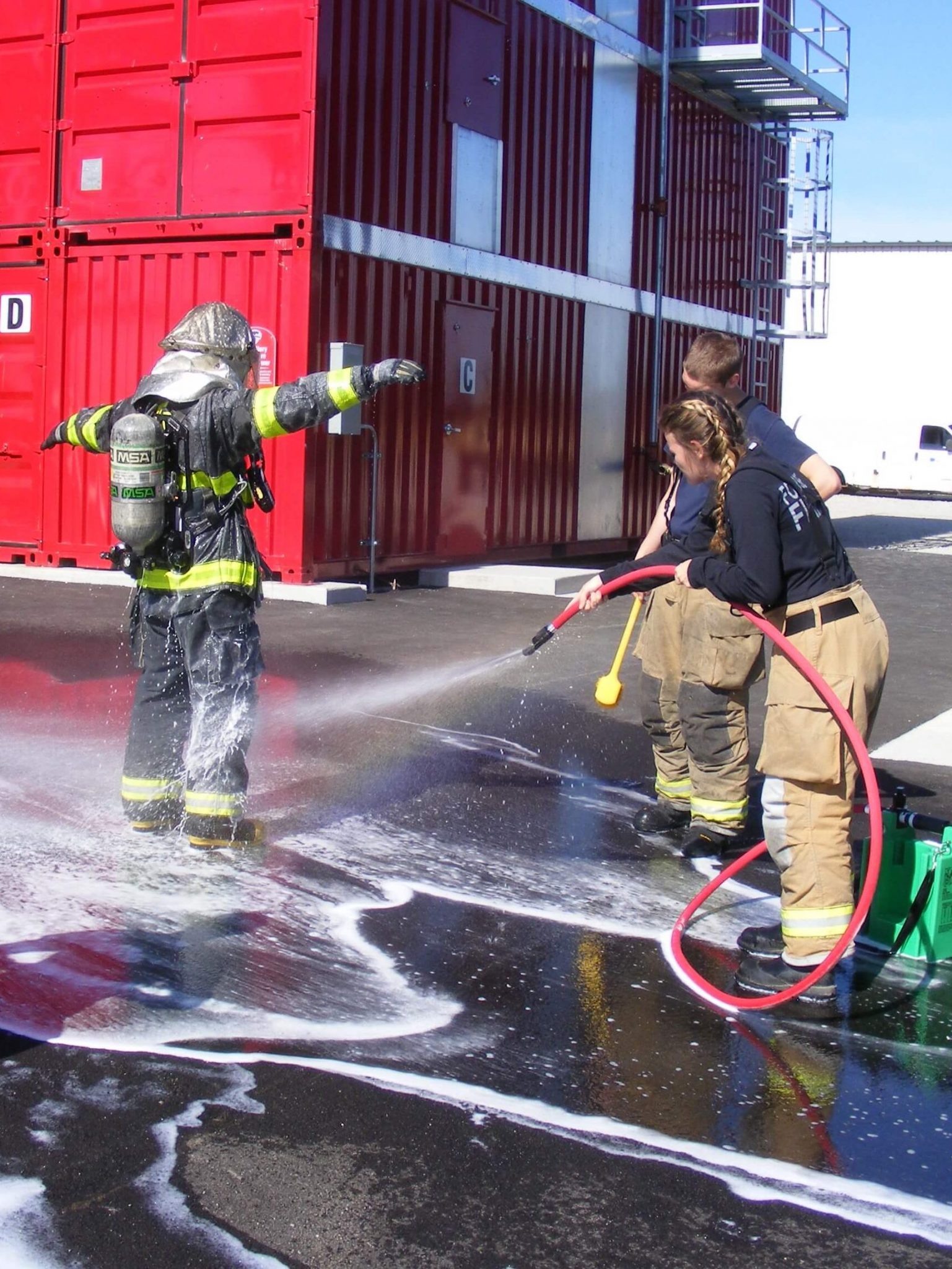 Firefighters Being Decontaminated